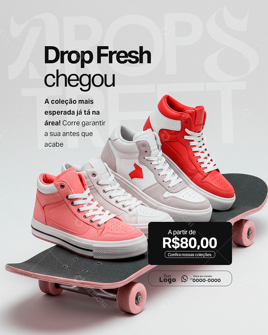 Loja de Calçados Drop Fresh Chegou Social Media PSD Editável