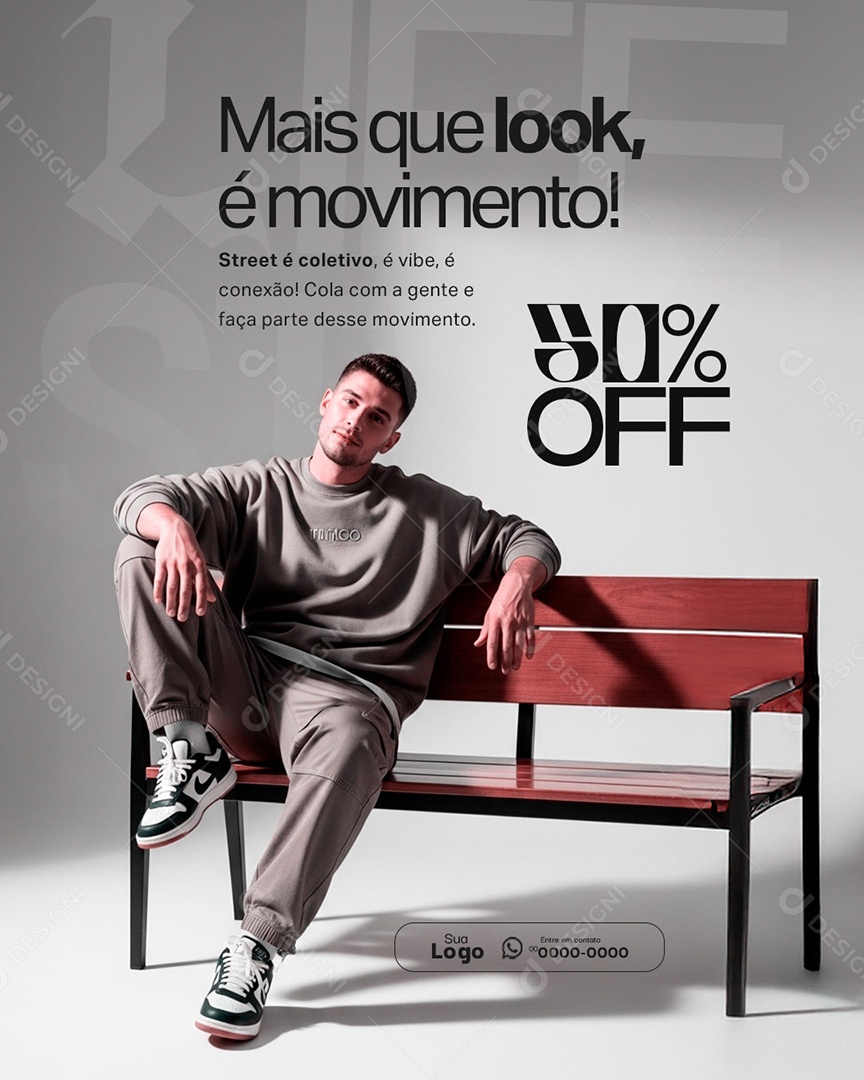 Loja de Roupas Mais Que Look é Movimento Social Media PSD Editável