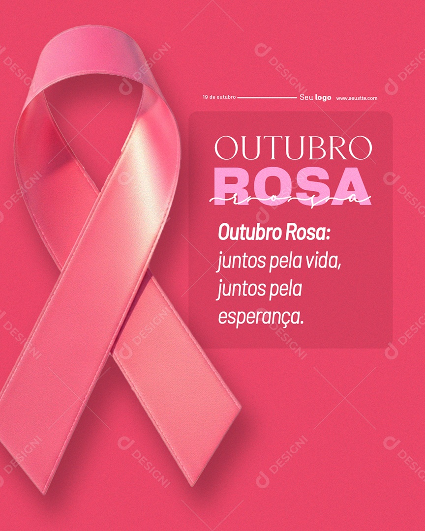Outubro Rosa Mês de Prevenção ao Câncer de Mama Social Media PSD Editável