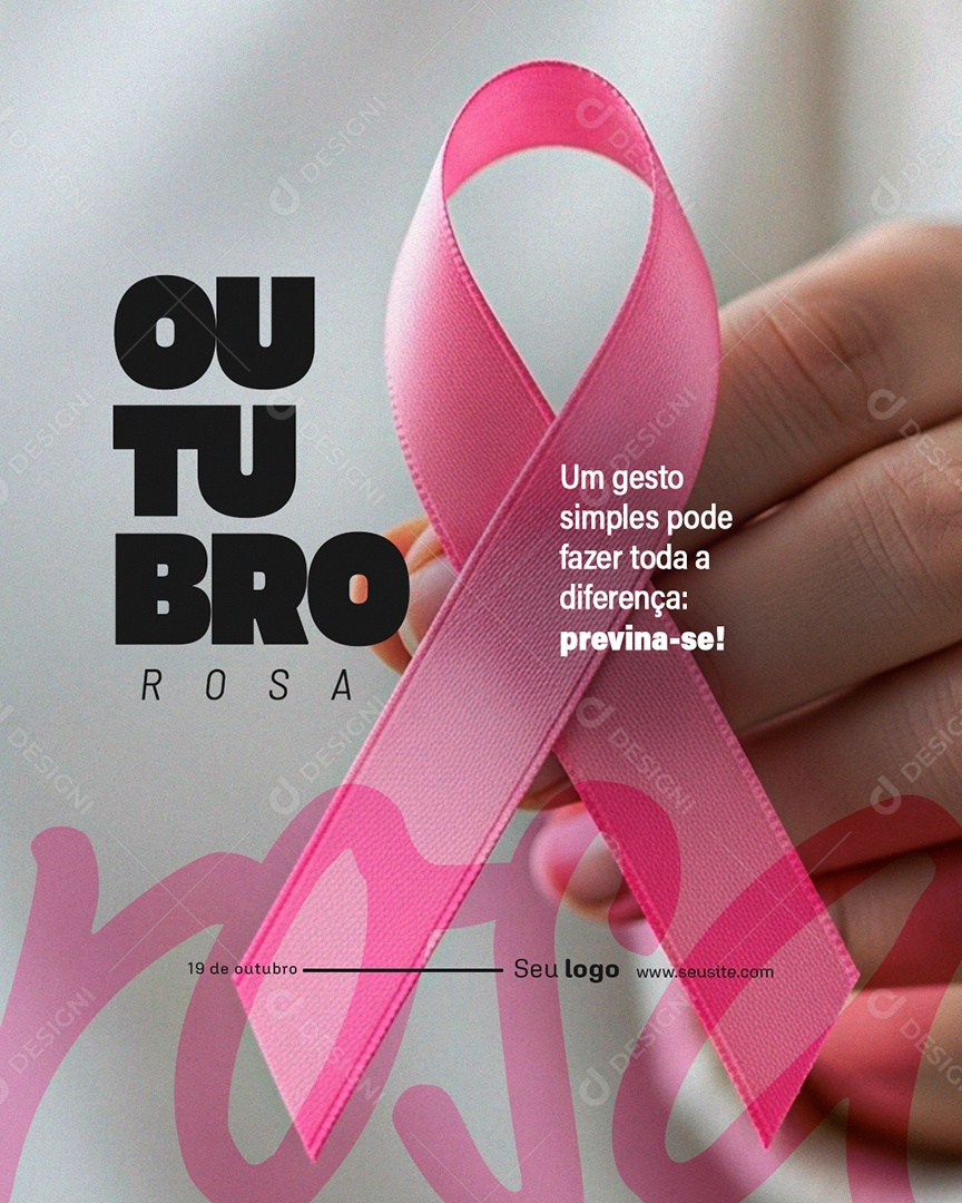 Outubro Rosa Um Gesto Simples Pode Fazer Toda a Diferença Social Media PSD Editável