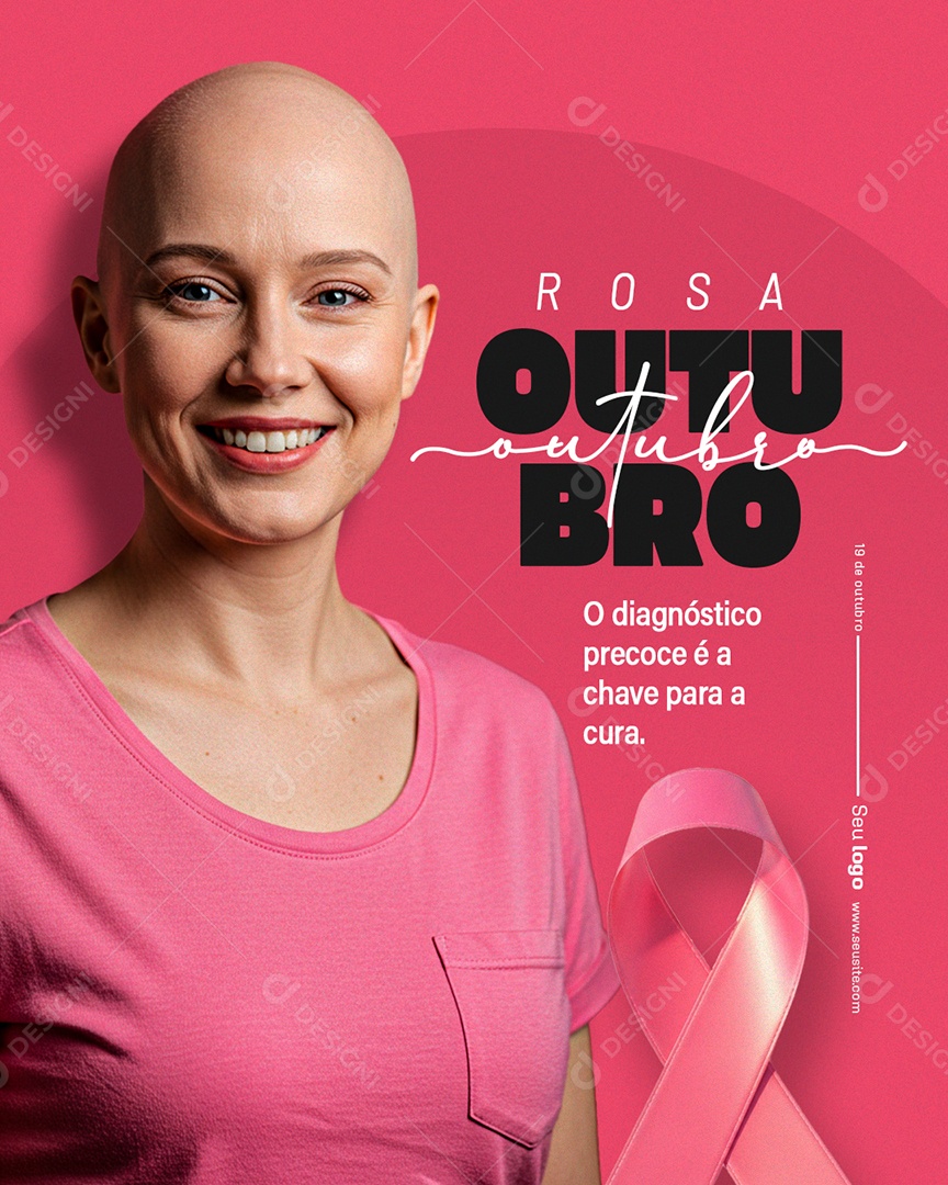 Outubro Rosa Mês de Prevenção ao Câncer de Mama Social Media PSD Editável