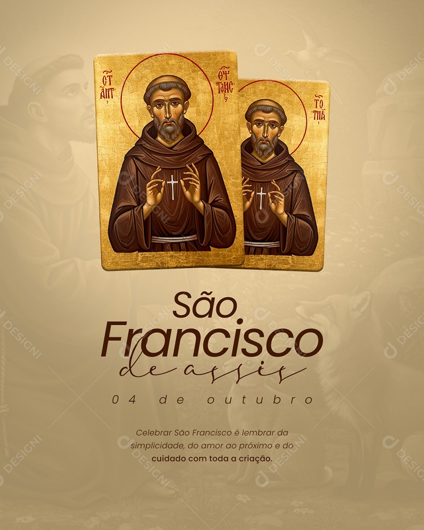 Dia de São Francisco de Assis 04 de Outubro Celebrar Social Media PSD Editável