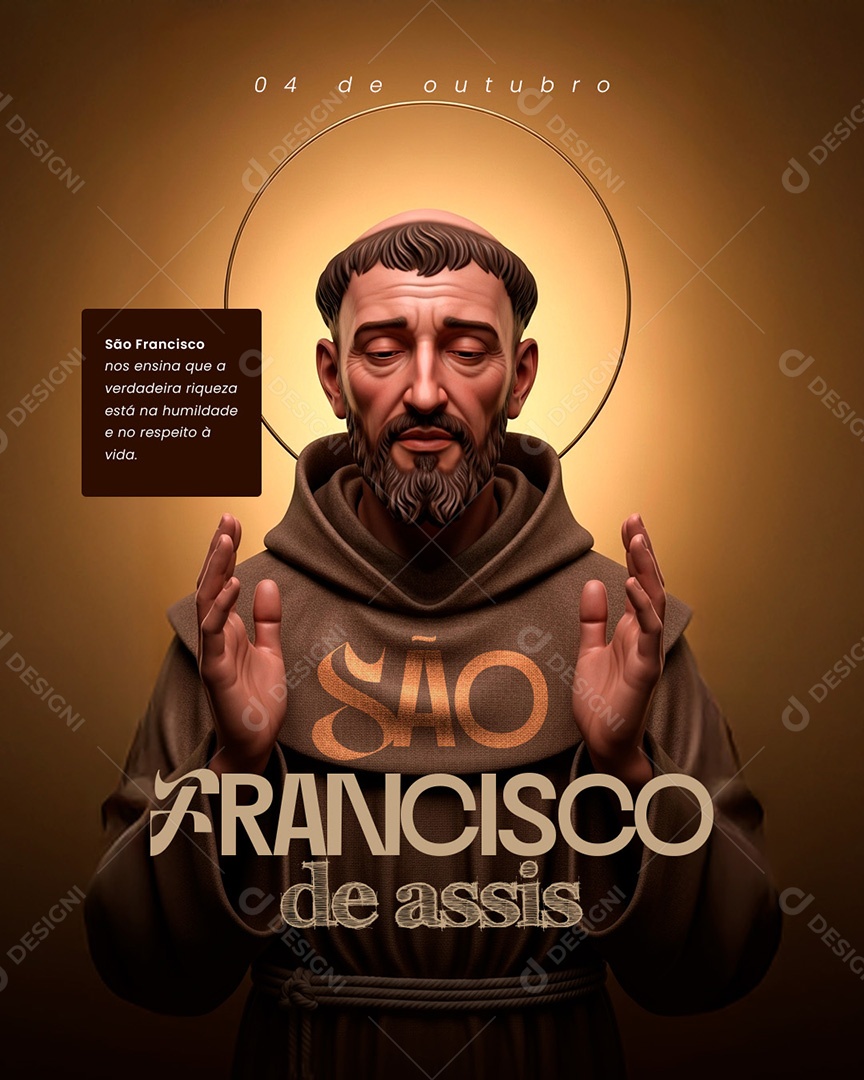 Dia de São Francisco de Assis 04 de Outubro Social Media PSD Editável