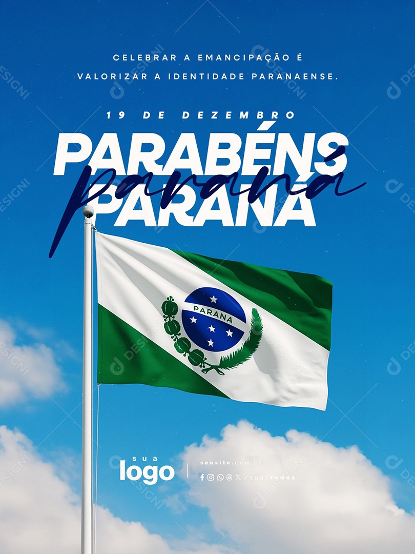 Parabéns Paraná 19 de Dezembro Social Media PSD Editável