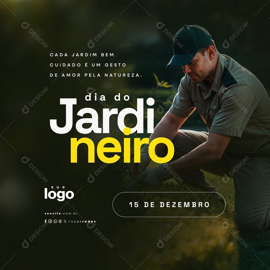 Dia do Jardineiro 15 de Dezembro Social Media PSD Editável