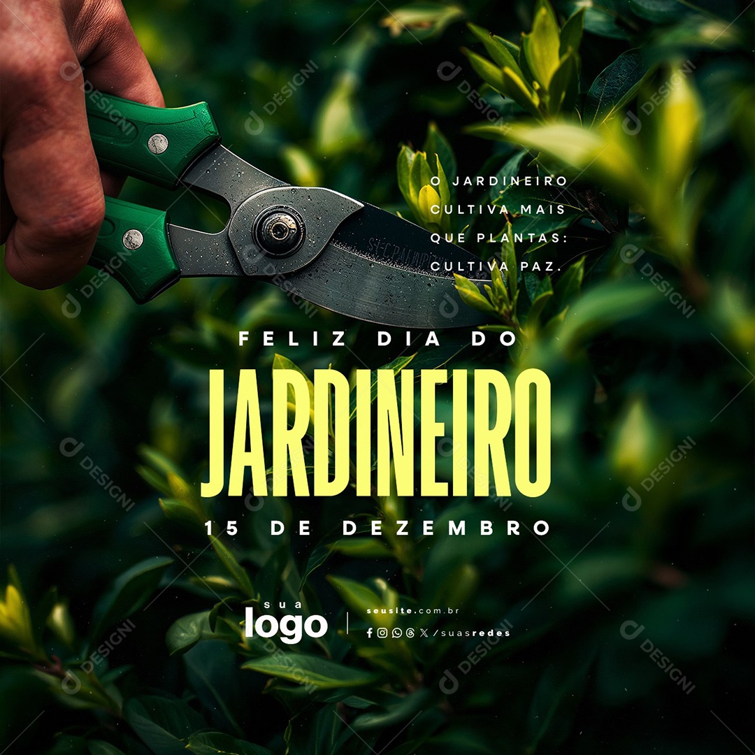 Feliz Dia do Jardineiro 15 de Dezembro Social Media PSD Editável