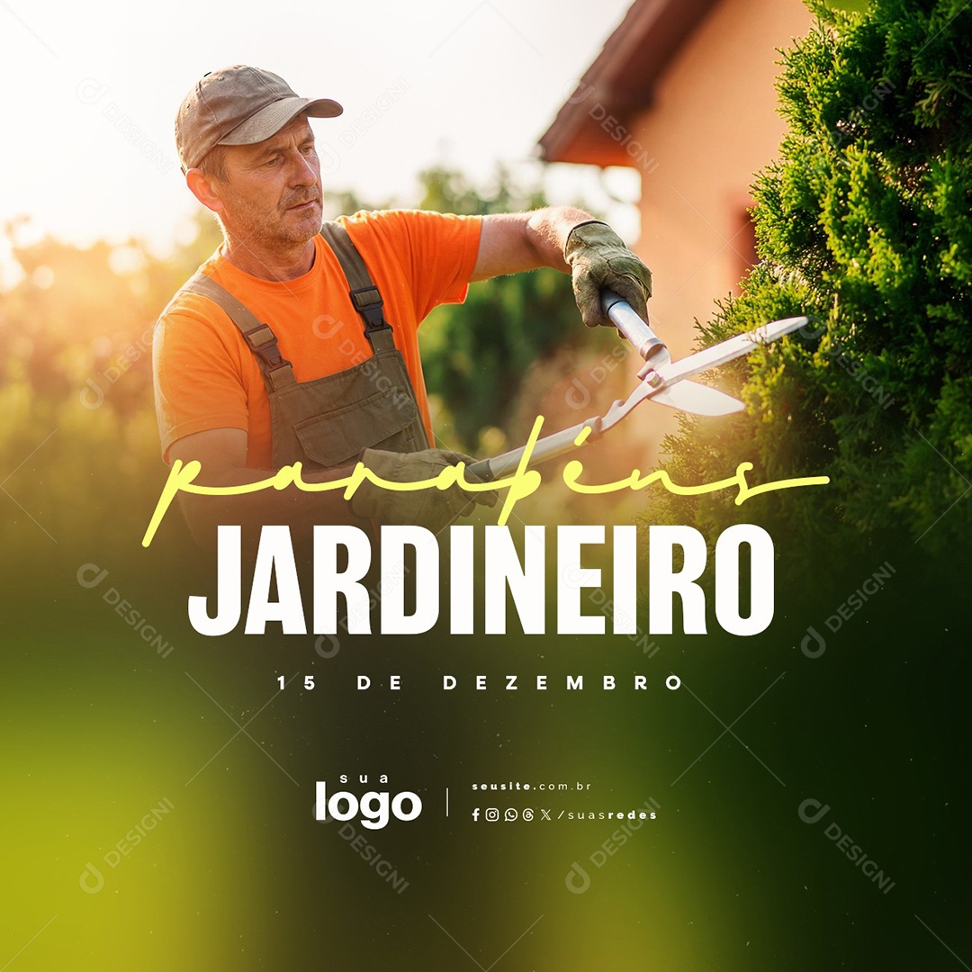 Dia do Jardineiro 15 de Dezembro Parabéns Social Media PSD Editável