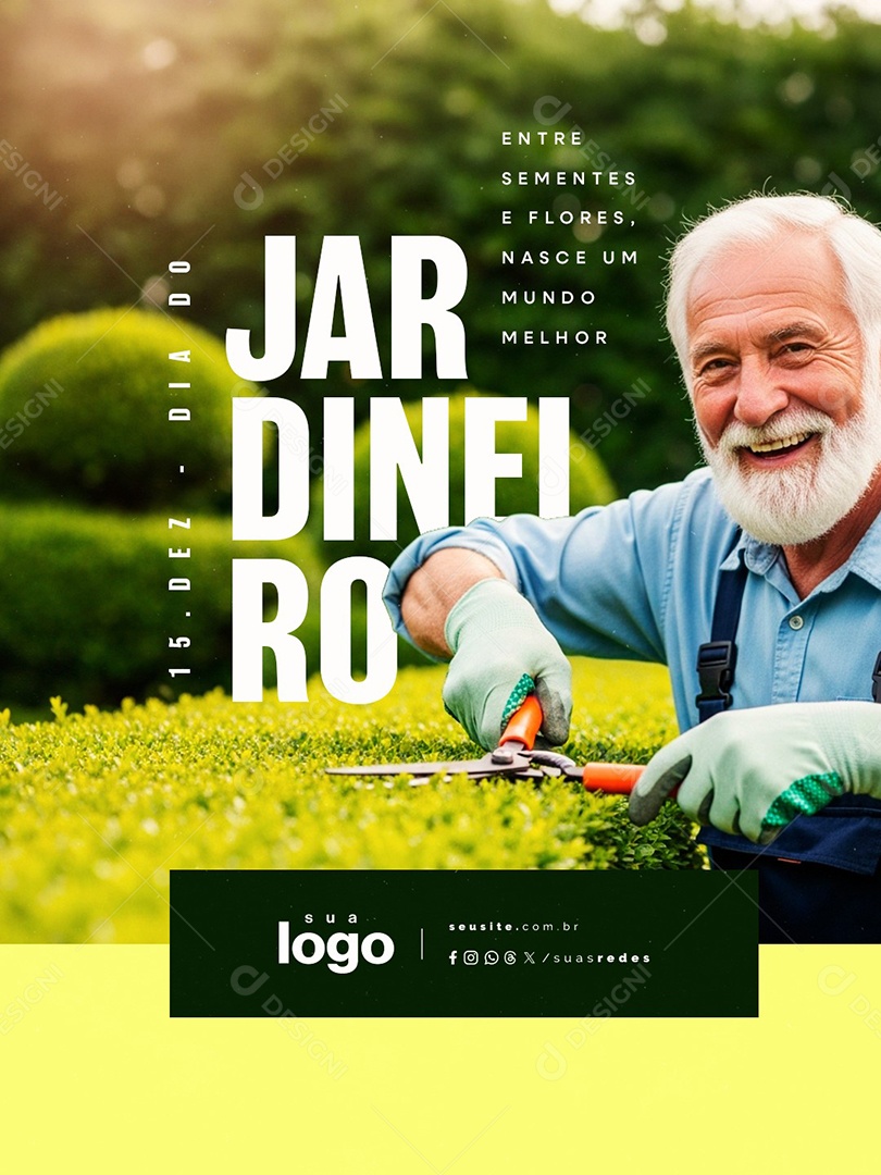 Dia do Jardineiro 15 de Dezembro Social Media PSD Editável