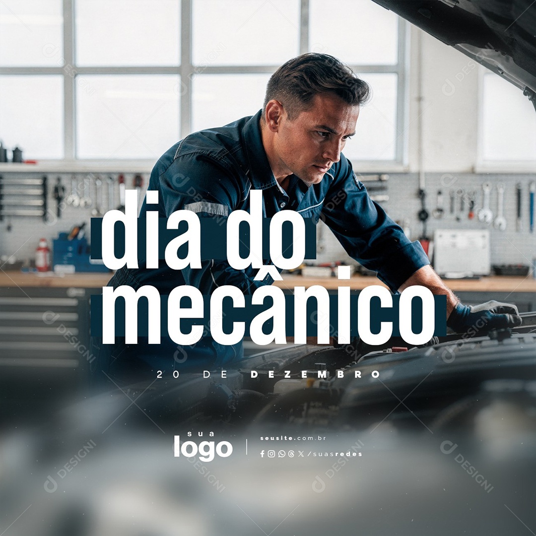 Dia do Mecânico 20 de Dezembro Social Media PSD Editável