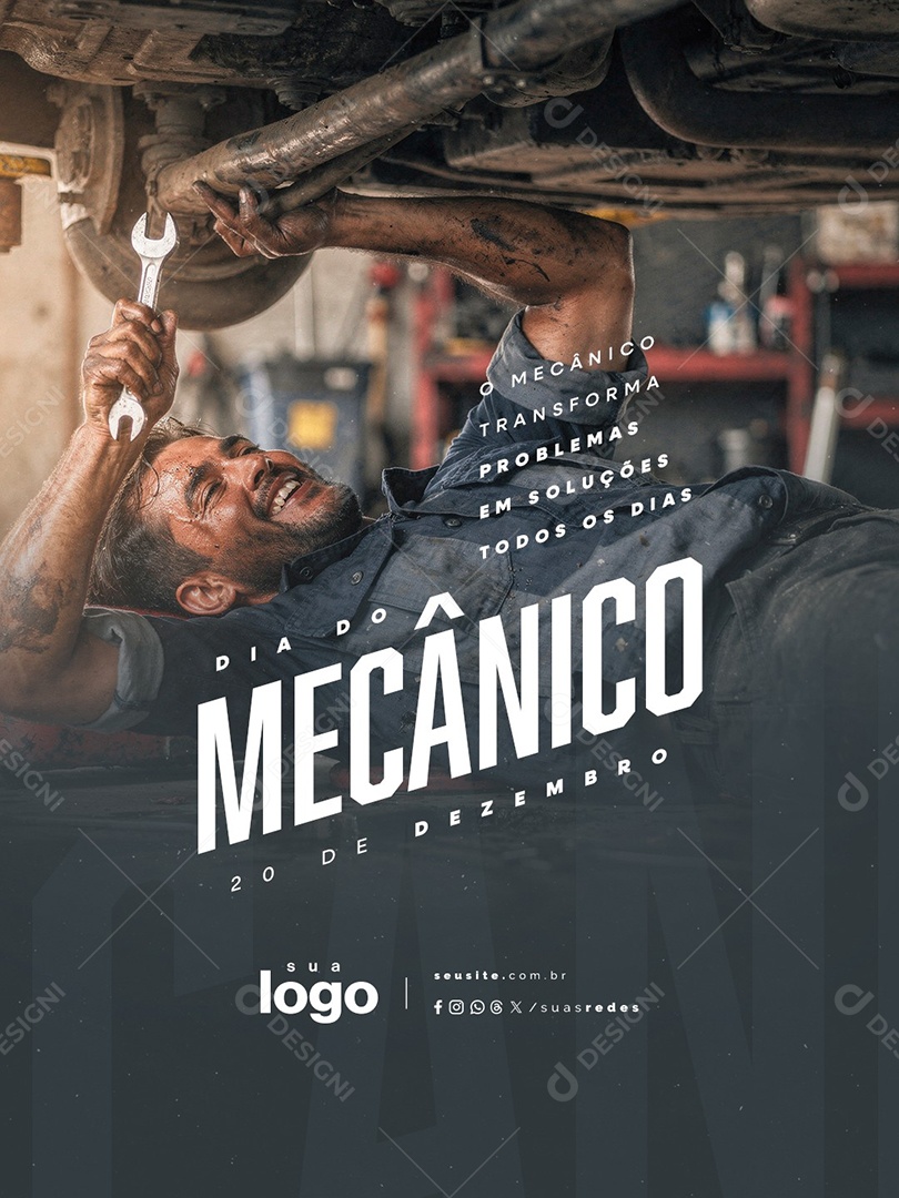 Dia do Mecânico 20 de Dezembro Social Media PSD Editável