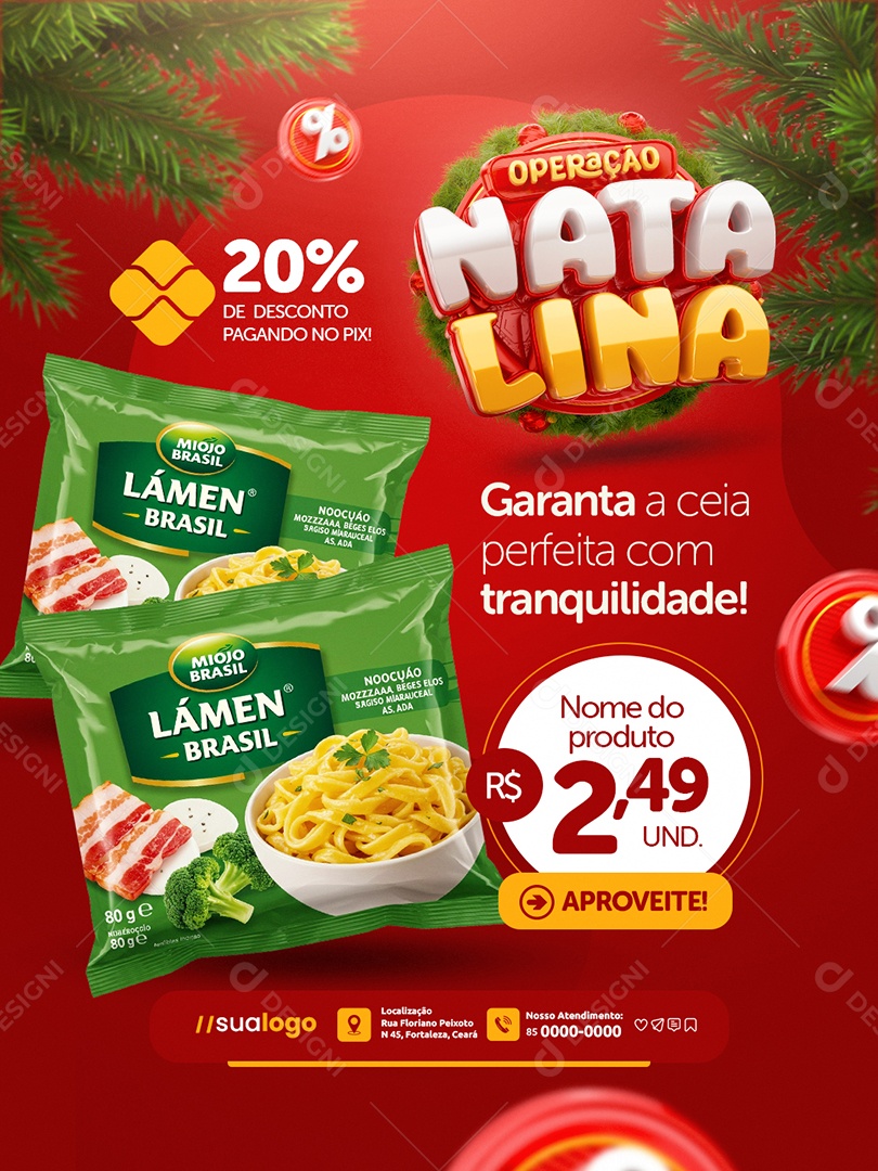 Operação Natalina Supermercado Garanta a Ceia Social Media PSD Editável