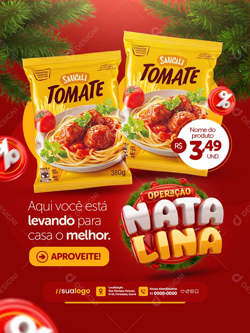 Operação Natalina Supermercado Aqui Você Está Levando para Casa o Melhor Social Media PSD Editável