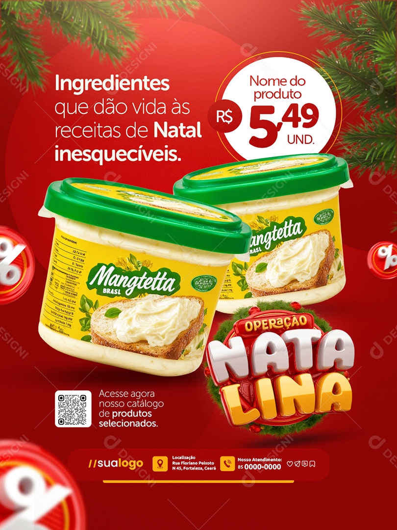Operação Natalina Supermercado Manteiga Social Media PSD Editável