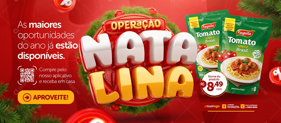 Banner Operação Natalina Supermercado As Maiores Oportunidades Social Media PSD Editável