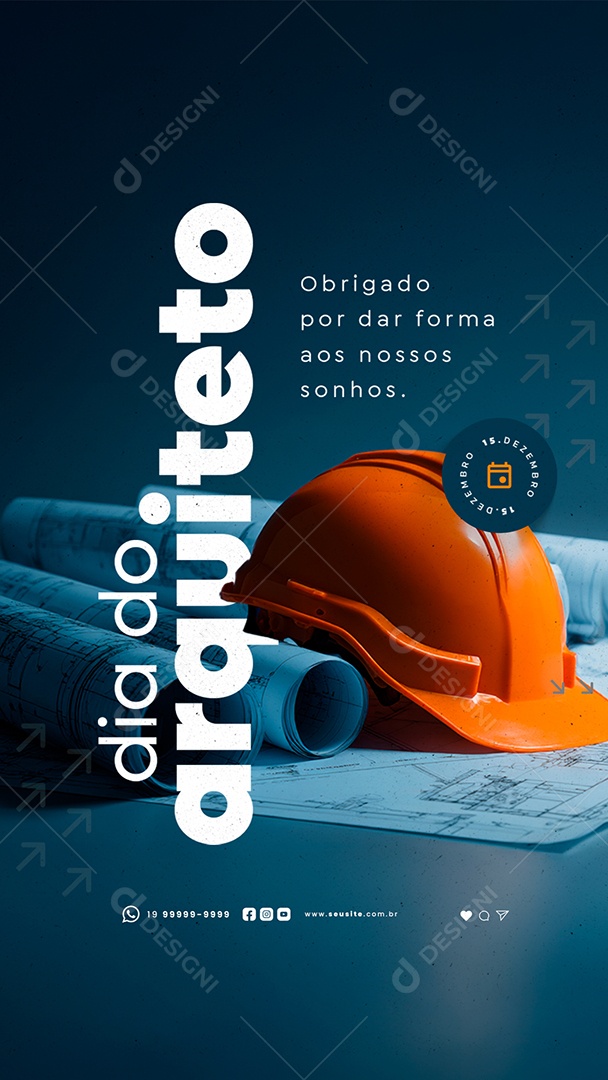 Story Dia do Arquiteto 15 de Dezembro Obrigado Social Media PSD Editável
