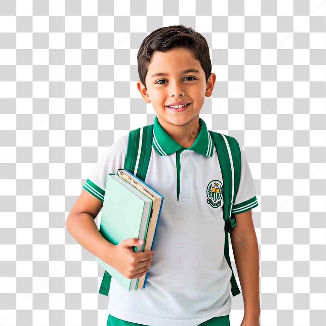 Menino Segurando Livros PNG Transparente