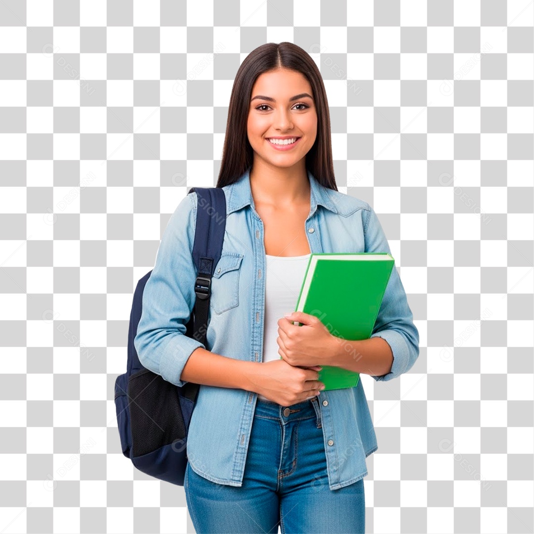 Garota Segurando Livros PNG Transparente