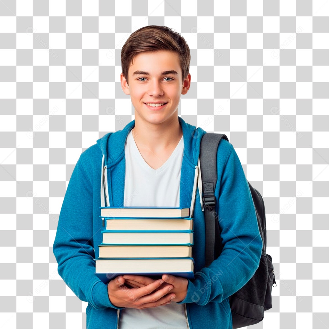 Garoto Segurando Livros PNG Transparente