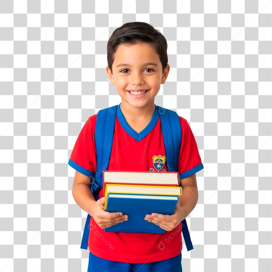 Menino Segurando Livros PNG Transparente
