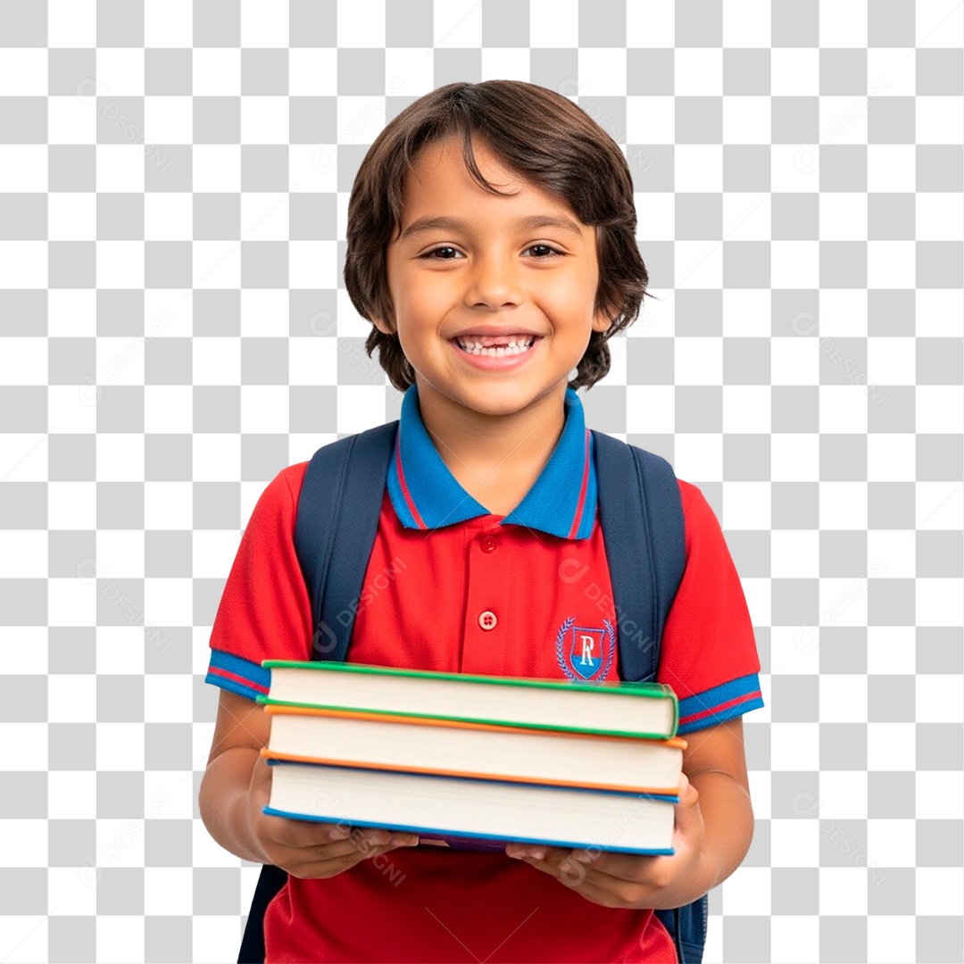 Garoto Segurando Livros PNG Transparente