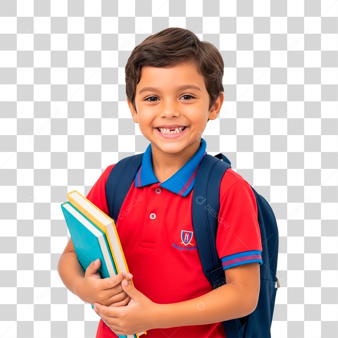 Menino Segurando Livros PNG Transparente