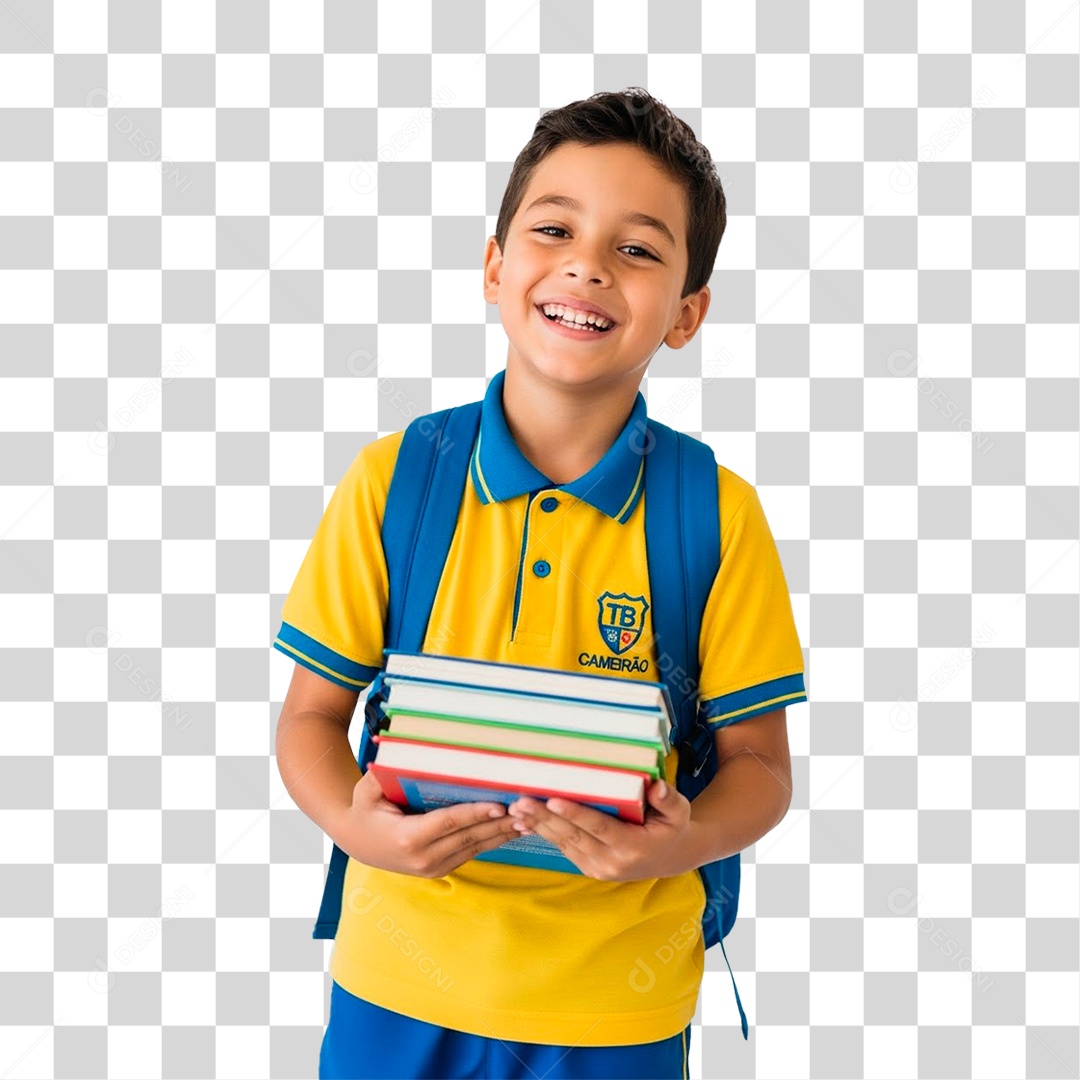 Menino Segurando Livros PNG Transparente