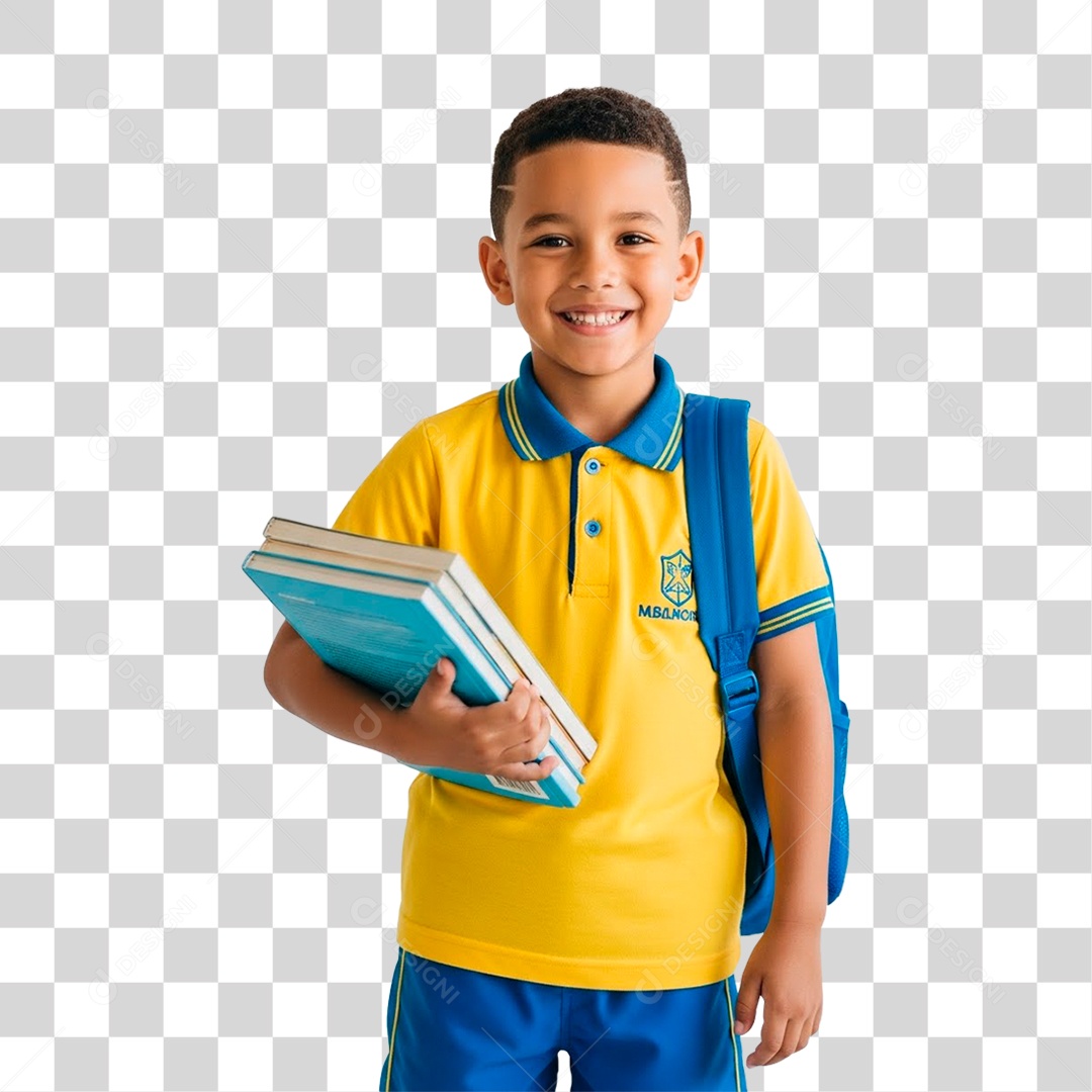 Menino Segurando Livros PNG Transparente