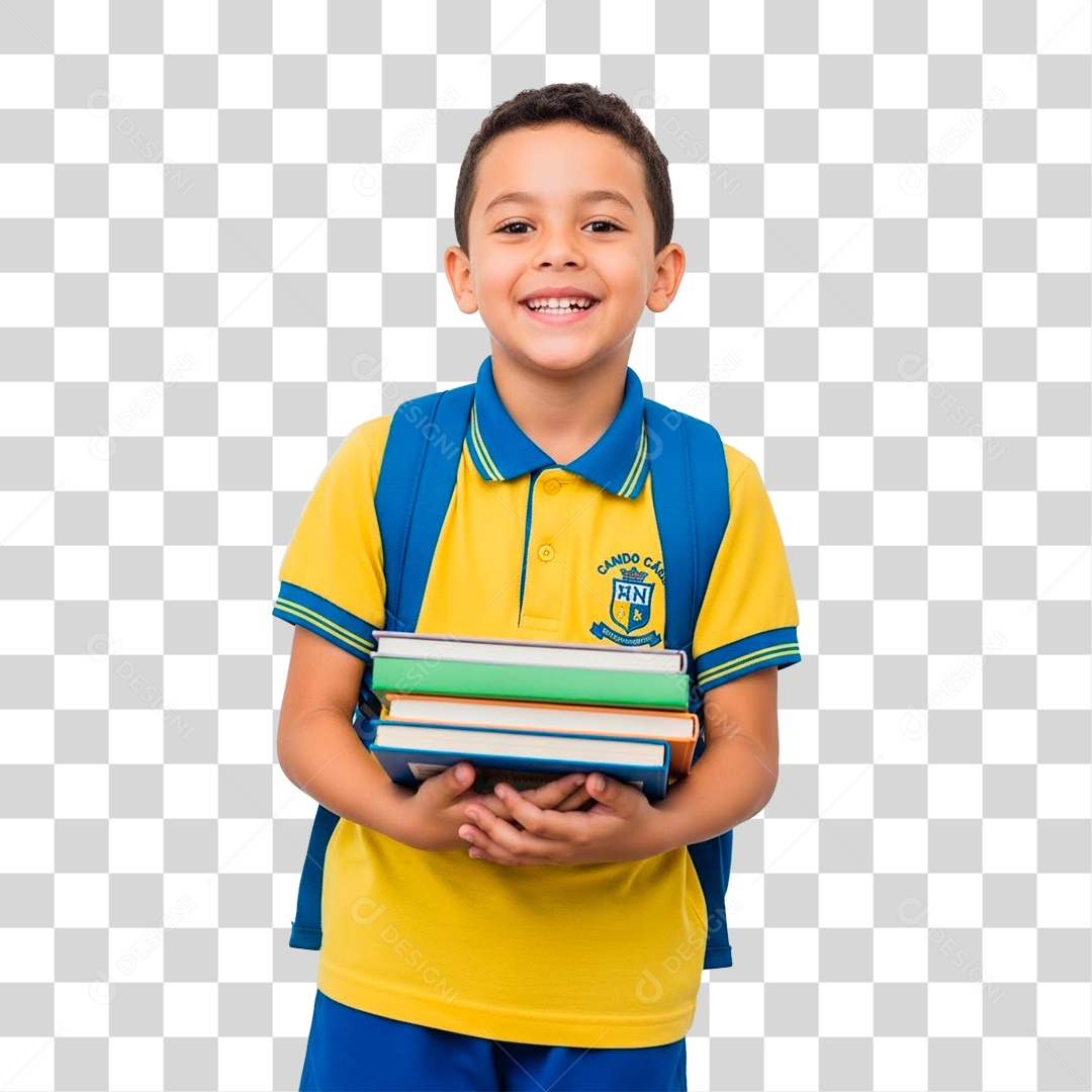 Garoto Segurando Livros PNG Transparente