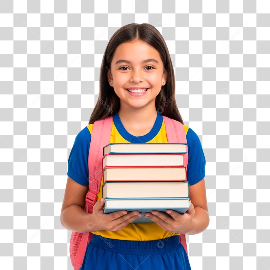 Estudante Segurando Livros PNG Transparente