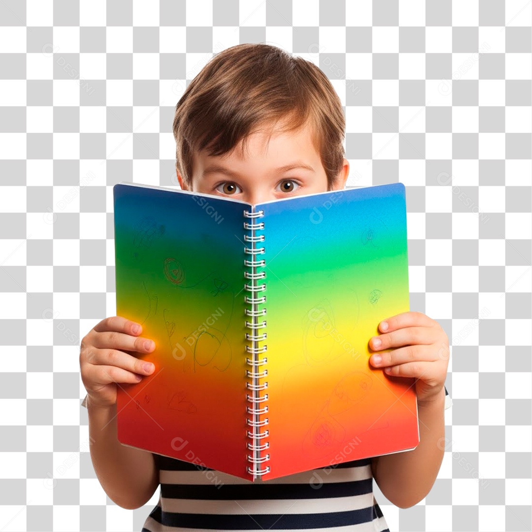 Garoto Segurando Caderno PNG Transparente