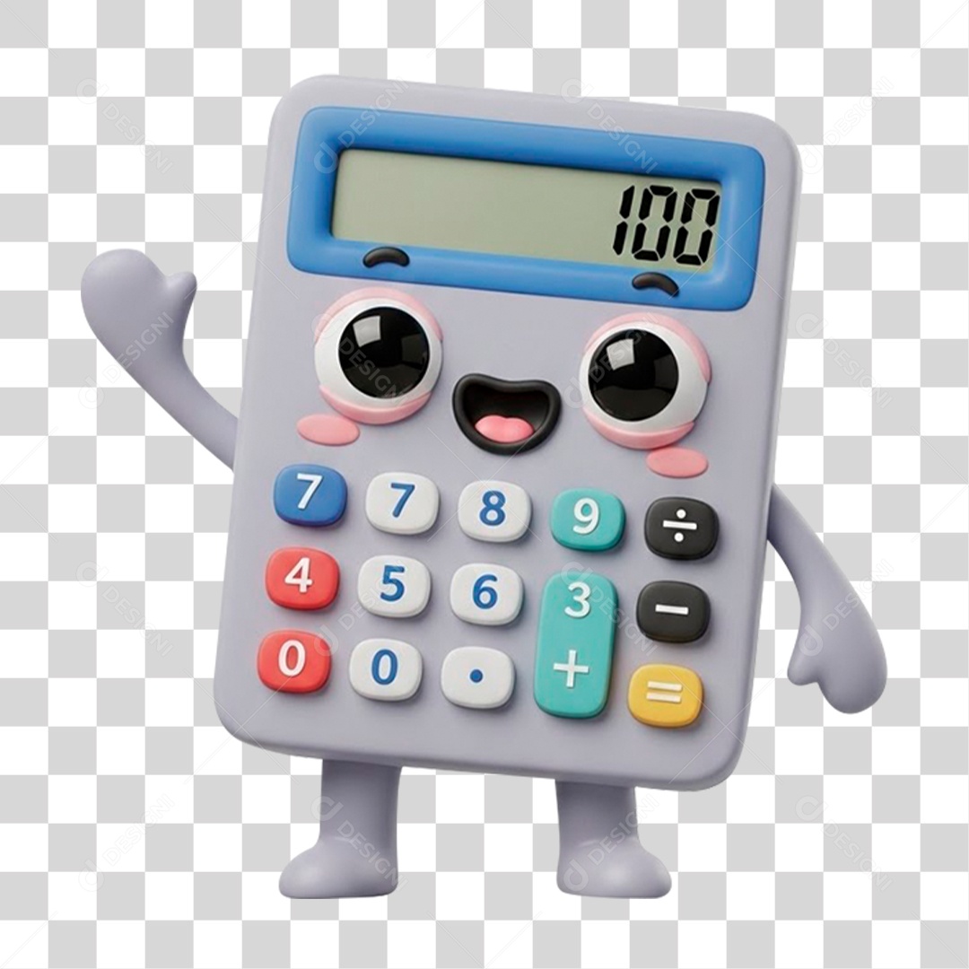 Mascote 3D Calculadora PNG Transparente