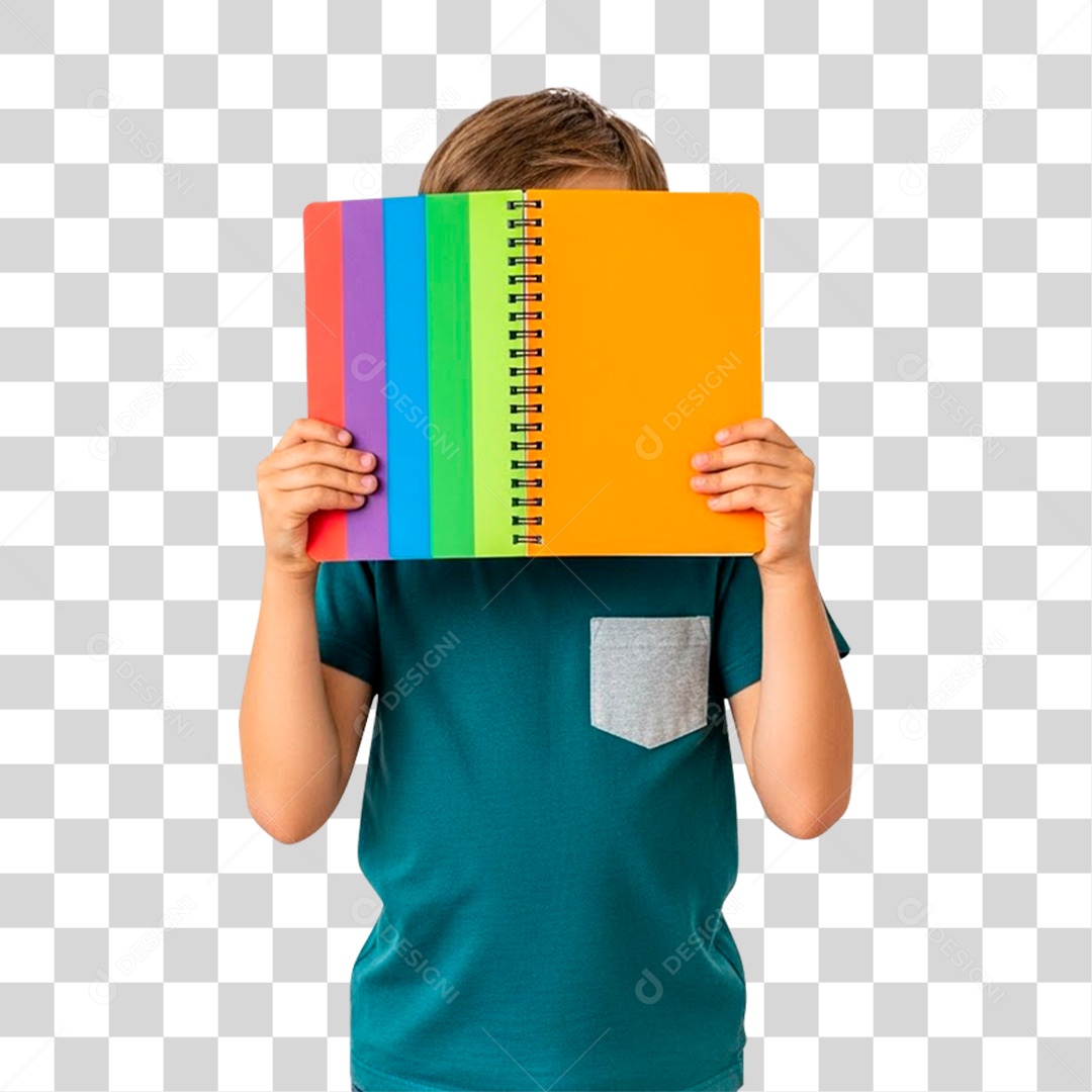 Garoto Segurando Caderno PNG Transparente
