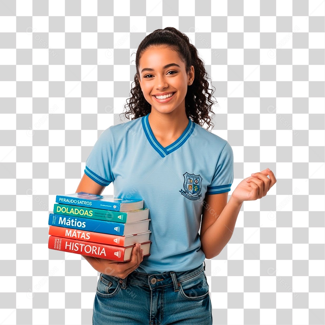 Estudante Segurando Livros PNG Transparente