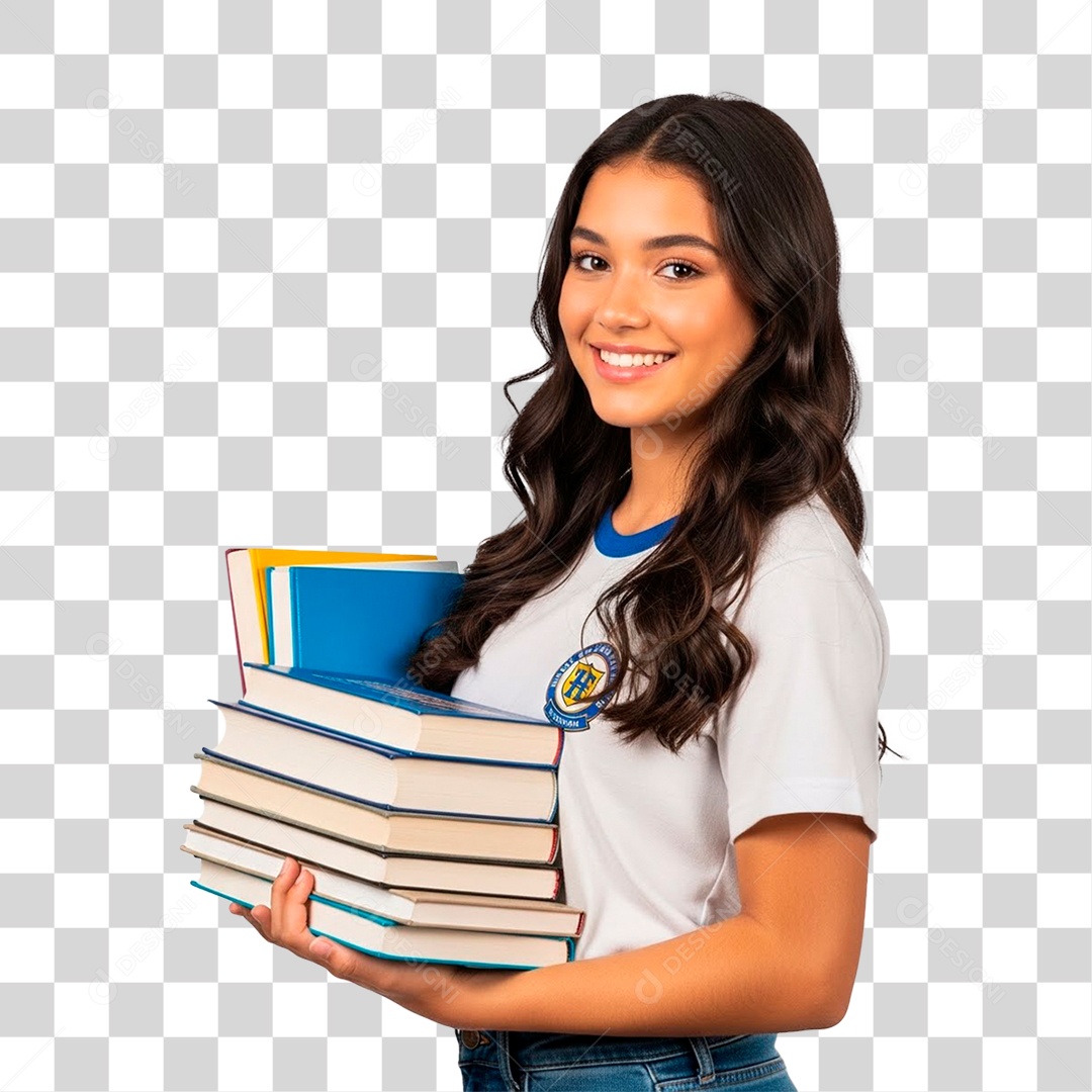 Estudante Segurando Livros PNG Transparente