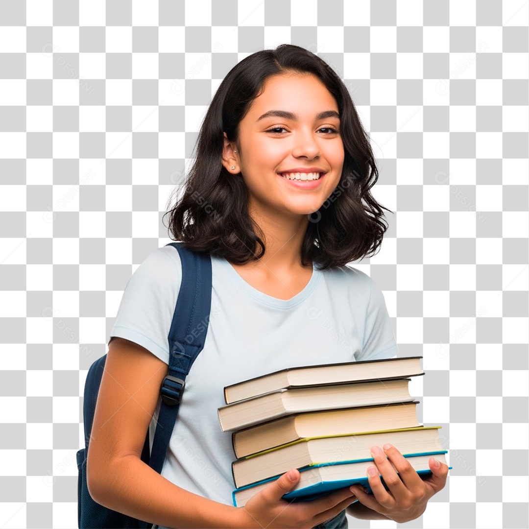 Estudante Segurando Livros PNG Transparente