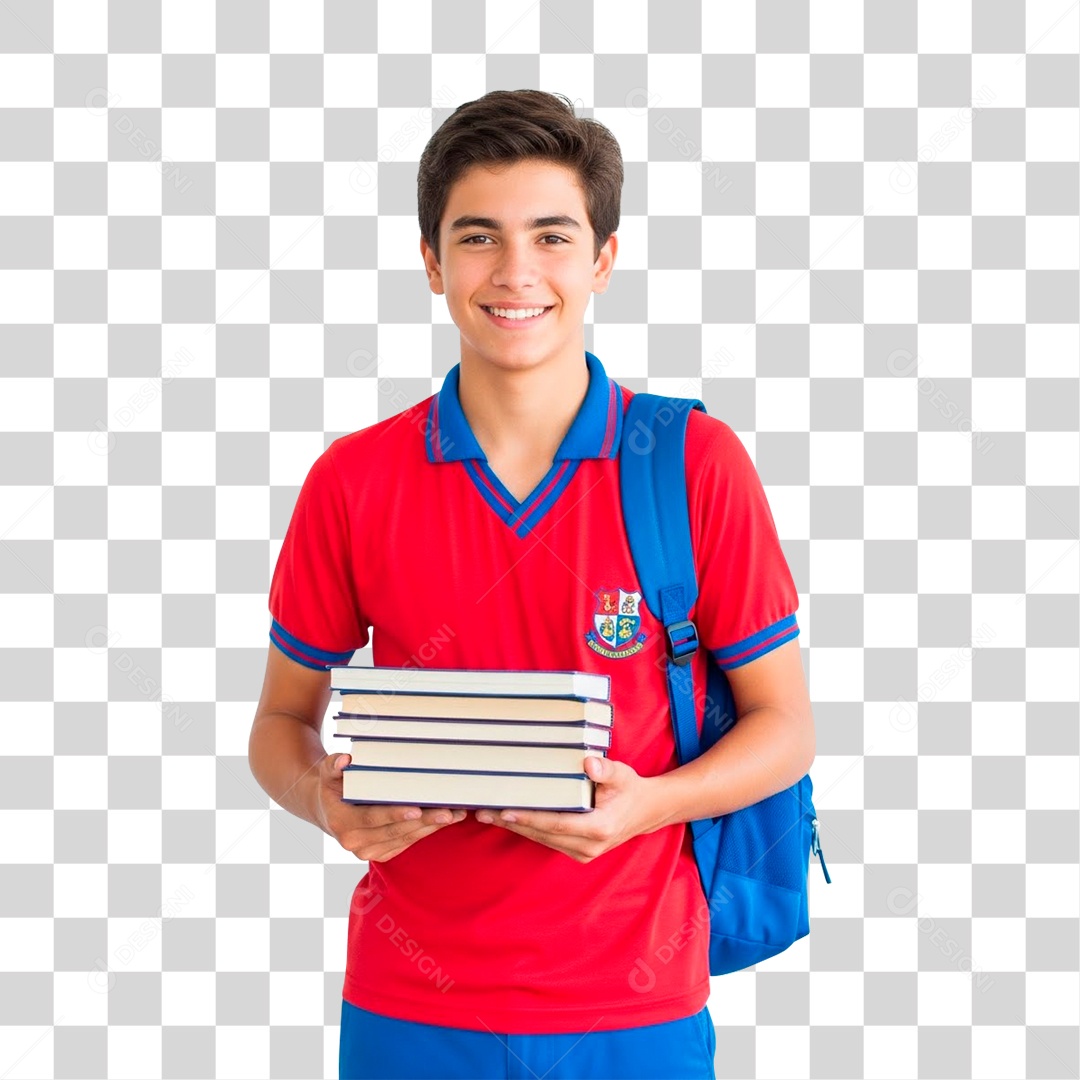 Garoto Segurando Livros PNG Transparente