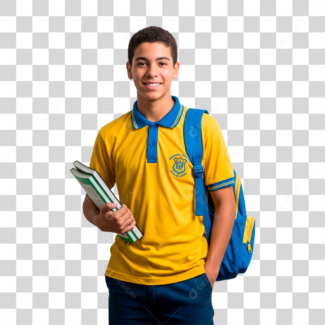 Garoto Segurando Livros PNG Transparente