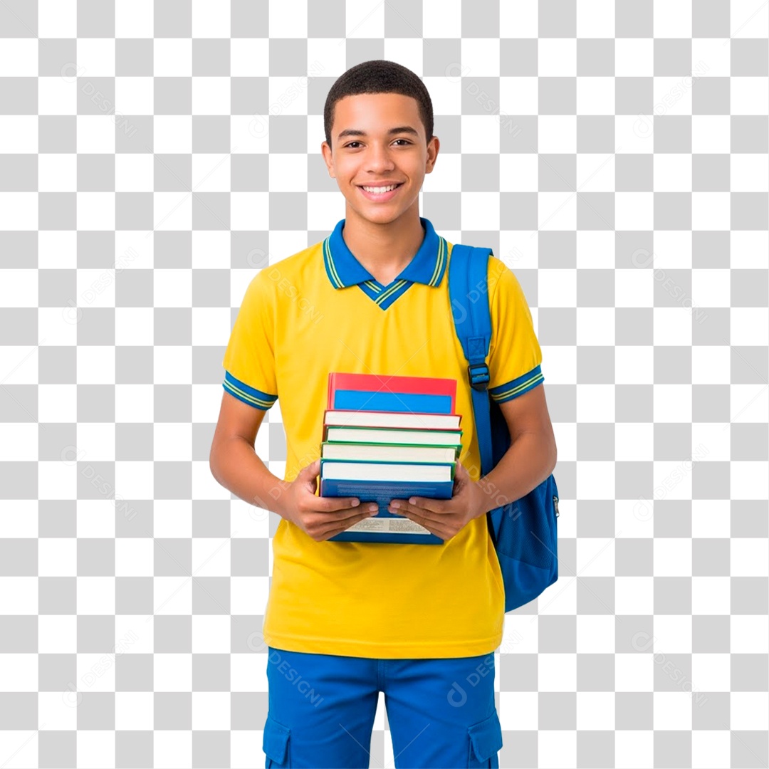 Garoto Segurando Livros PNG Transparente