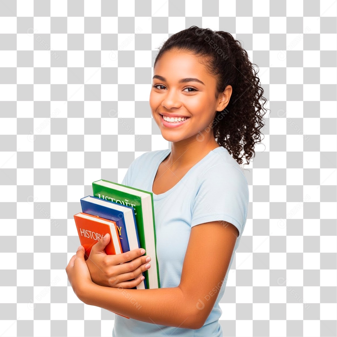 Estudante Segurando Livros PNG Transparente
