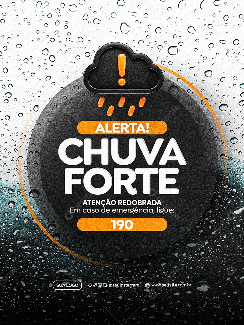 Alerta De Chuvas Intensas Social Media PSD Editável