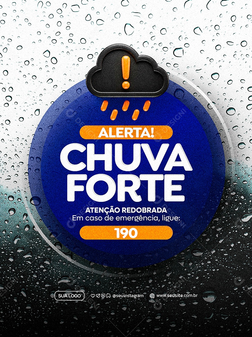 Alerta De Chuvas Intensas Social Media PSD Editável