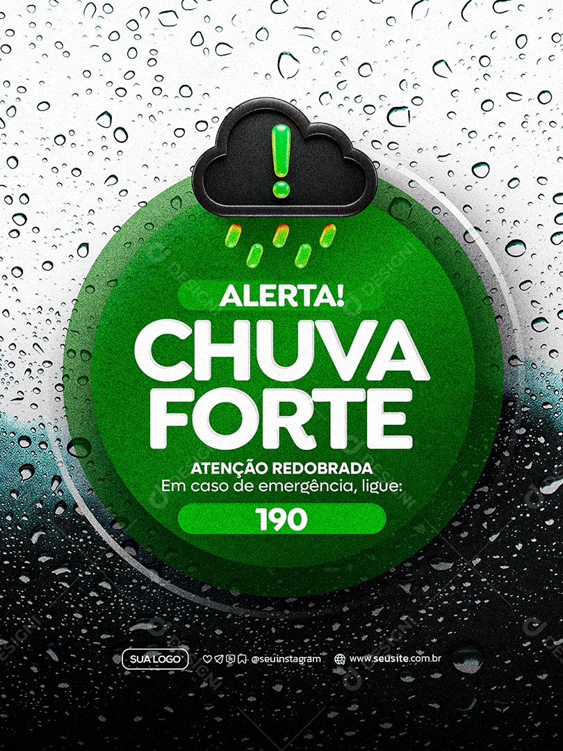 Alerta De Chuvas Intensas Social Media PSD Editável
