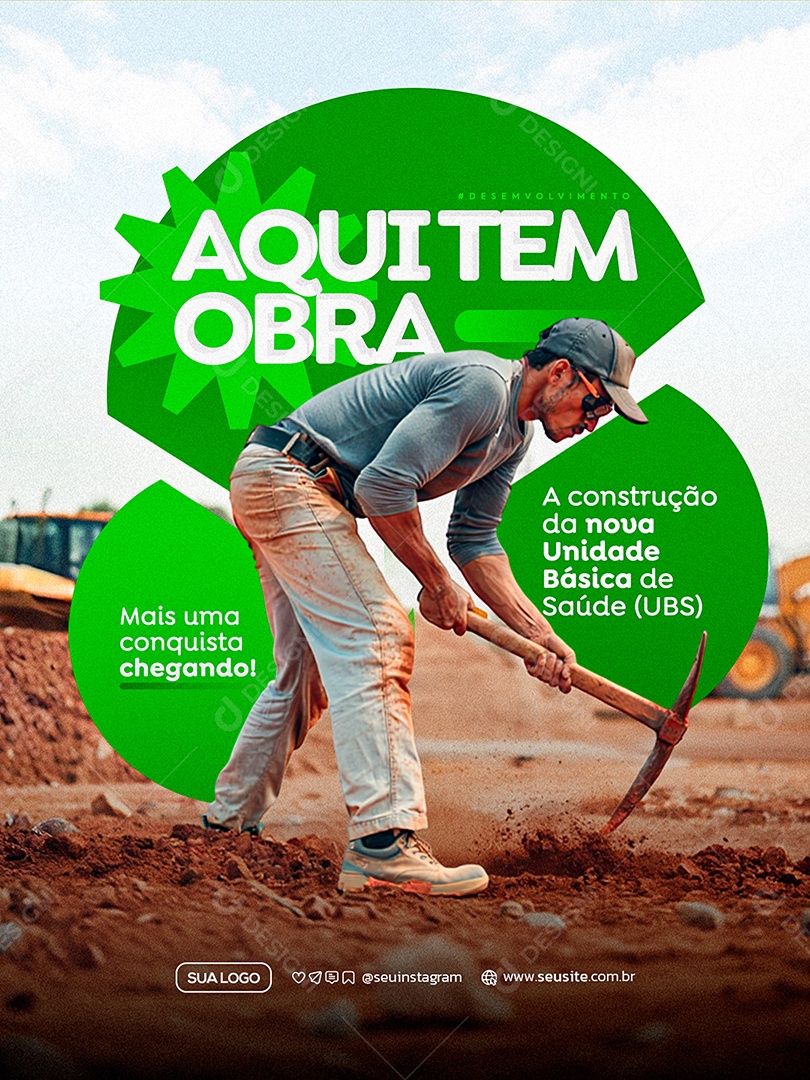 Prefeitura Aqui Tem Obra Social Media PSD Editável