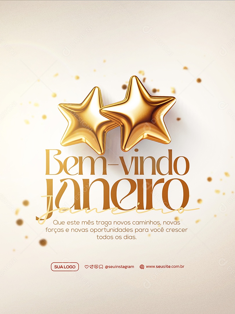 Bem Vindo Janeiro Social Media PSD Editável