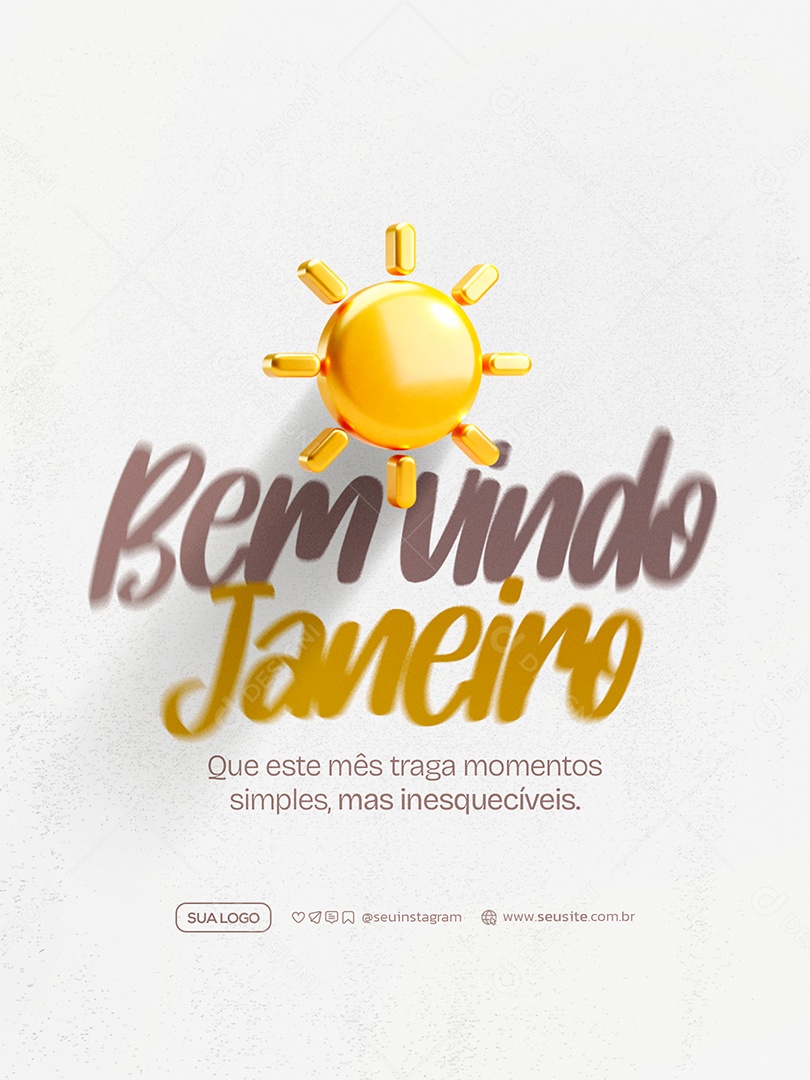 Bem Vindo Janeiro Social Media PSD Editável