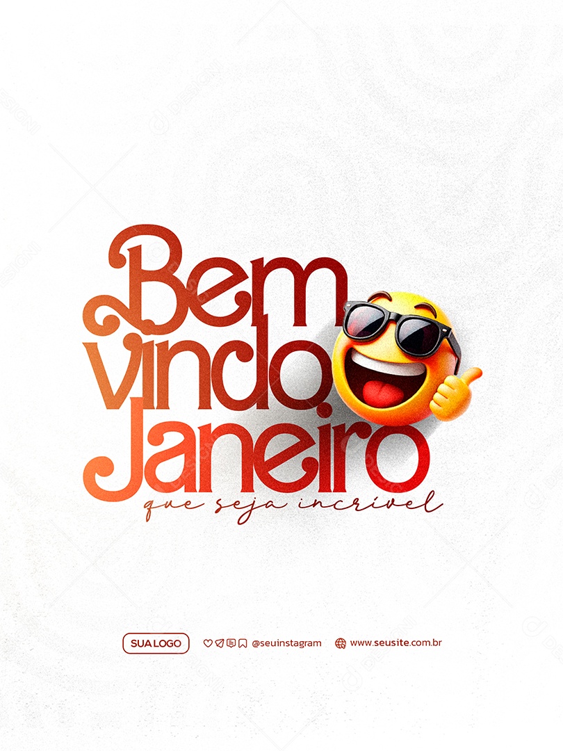 Bem Vindo Janeiro Social Media PSD Editável