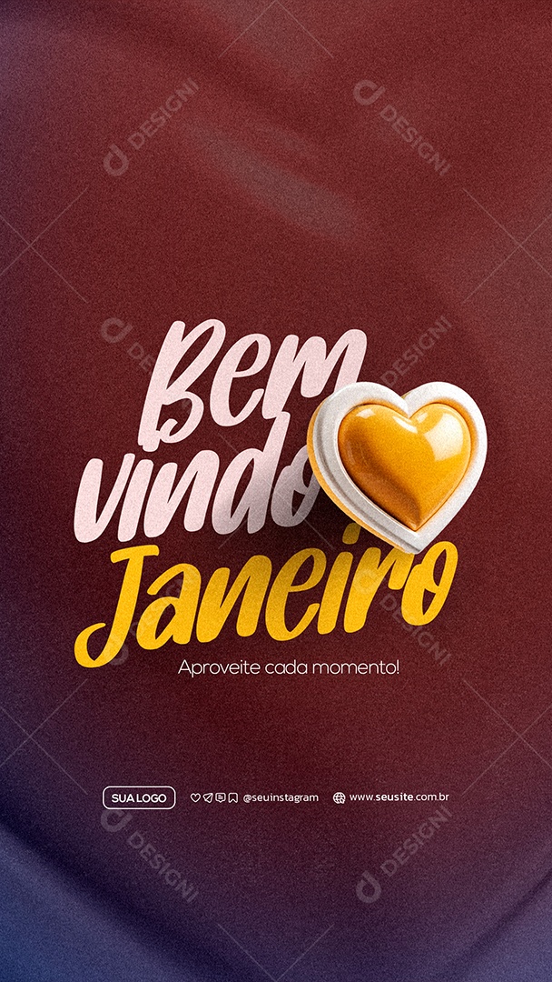 Story Bem Vindo Janeiro Social Media PSD Editável