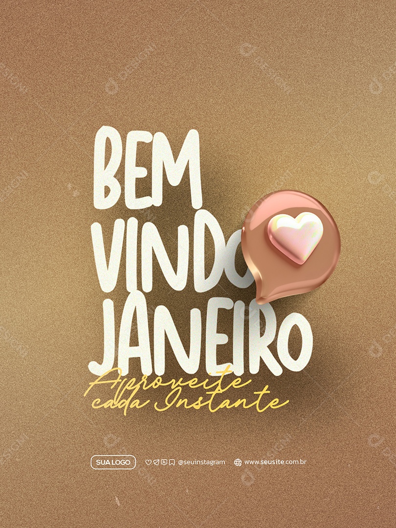 Bem Vindo Janeiro Social Media PSD Editável