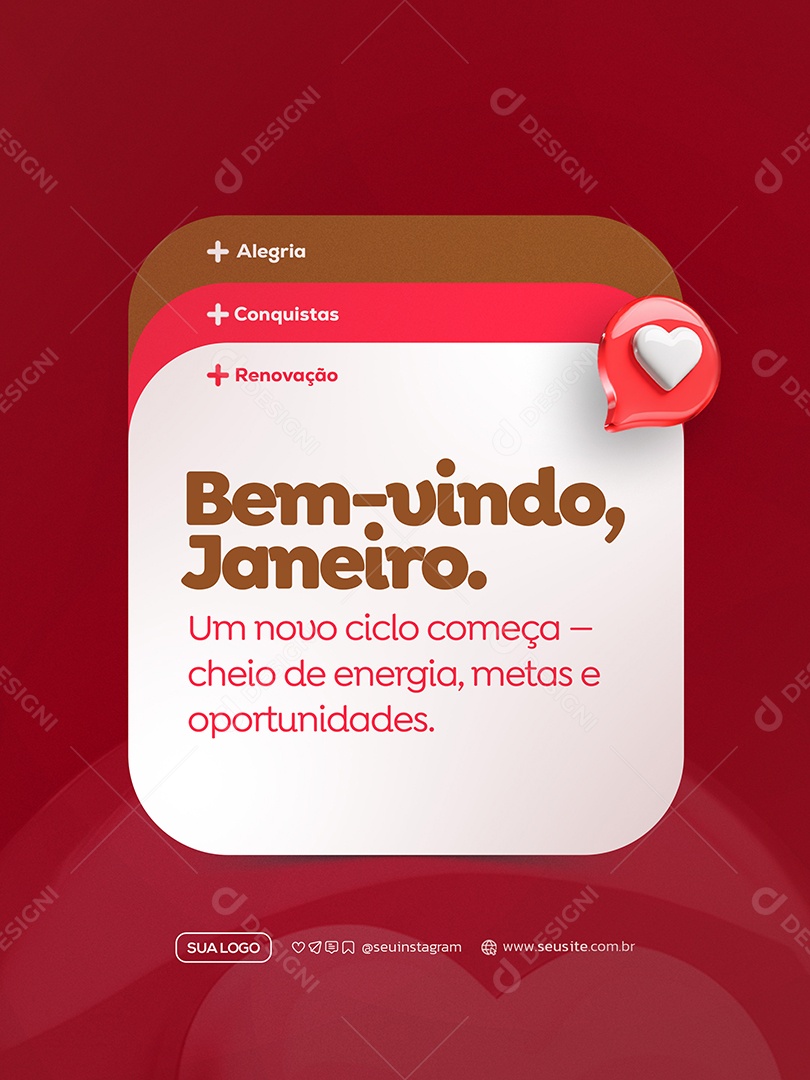 Bem Vindo Janeiro Social Media PSD Editável