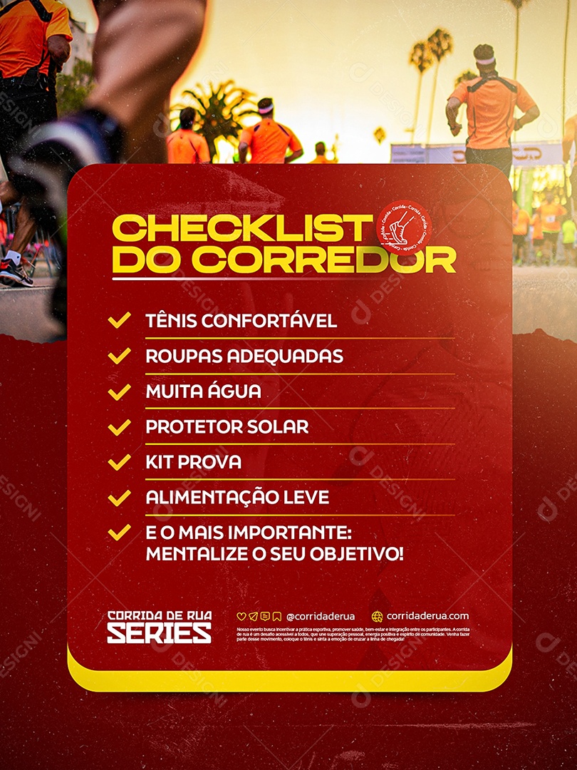 Corrida Checklist do Corredor Social Media PSD Editável